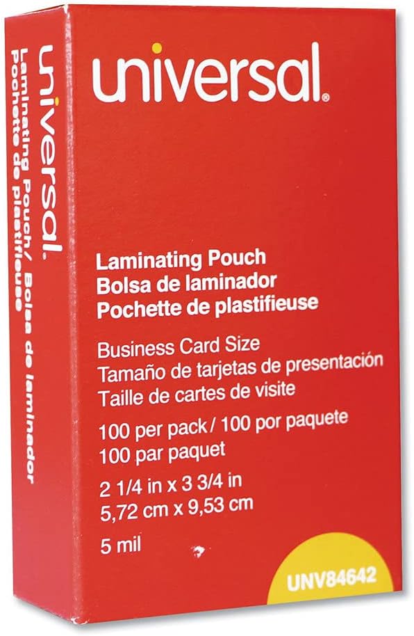 Universal UNV84642 100 per Box Clear Laminating Pouches, 2 1/4-Inch x 3 3/4-Inch - 1 Pack