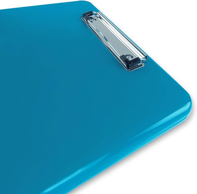 Clipboard with Storage Slim Folding for Nursing, Teachers, Coaches & Office, Plastic Heavy Duty with Pen Holder (9.5” x 13.5”) (Blue)
