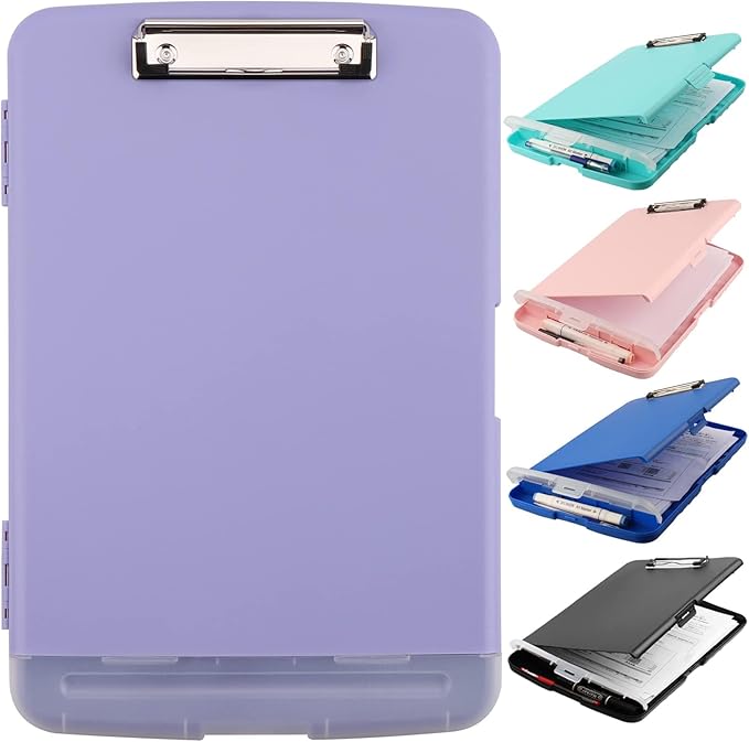 SFLHHDM Clipboard with Storage, Clip Boards 8.5x11, Plastic Clipboard with Pen Holder, Purple Clipboards, Clip Board Folder for Women Teachers Work, School & Office Supplies
