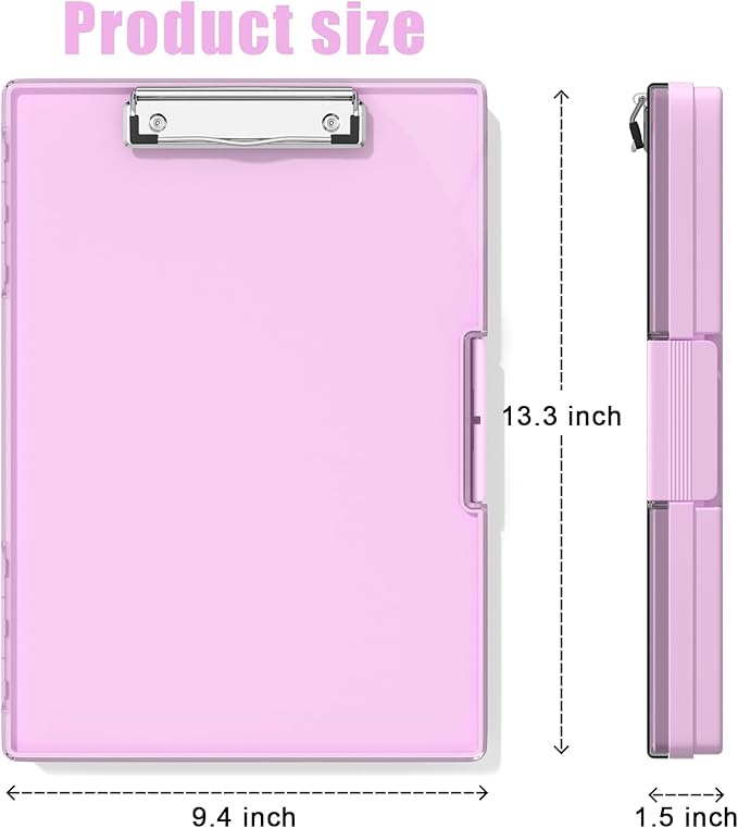 Hongri Clipboard with Storage, PalePink 8.5 x 11 Folder Nursing Side Opening, Heavy Duty with Dual Compartment, Smooth Writing for Teacher, Size 13.3 x 9.4 x 1.5 in, Office & School Supplies