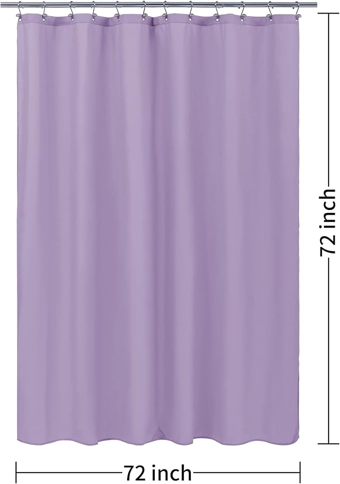 ALYVIA SPRING Lavender Purple Fabric Shower Curtain Liner Waterproof - Soft & Light-Weight Cloth Shower Liner with 3 Magnets, Hotel Quality & Machine Washable - Standard Size 72x72, Lavender
