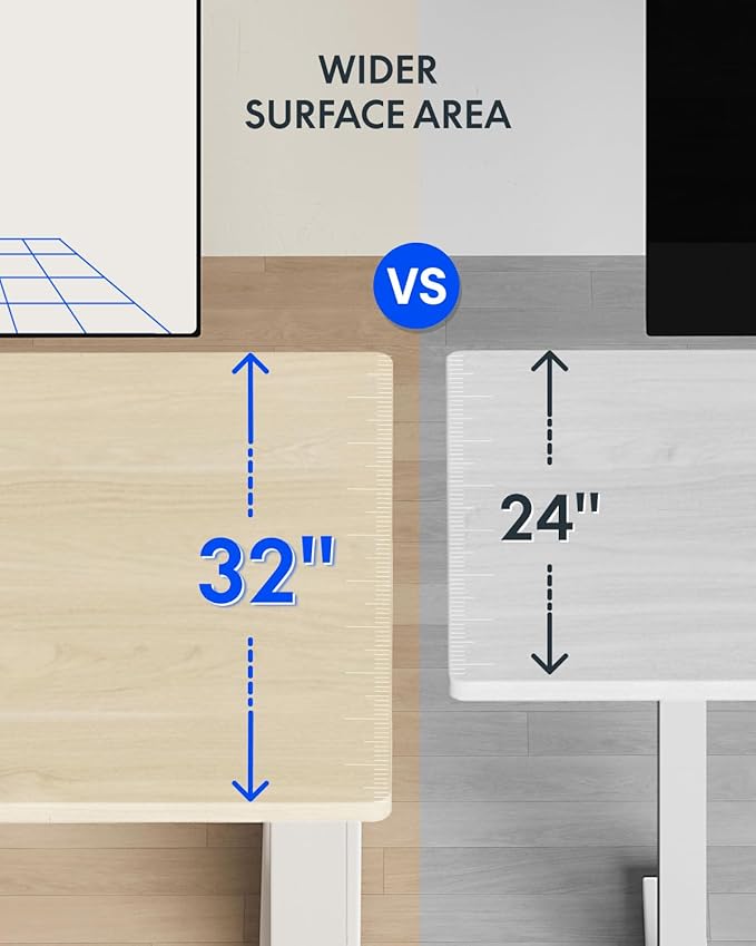 FLEXISPOT 79x32 Inch Electric Large Standing Desk for Home & Office, Spacious Splice Board Desk with Cable Management & Organizer, Cup Holder & Hook, White Wood Grain