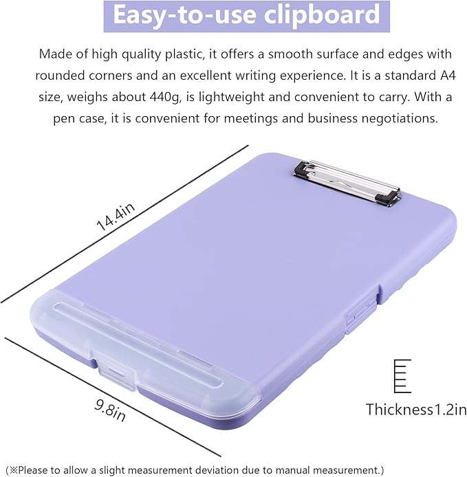 SFLHHDM Clipboard with Storage, Clip Boards 8.5x11, Plastic Clipboard with Pen Holder, Purple Clipboards, Clip Board Folder for Women Teachers Work, School & Office Supplies