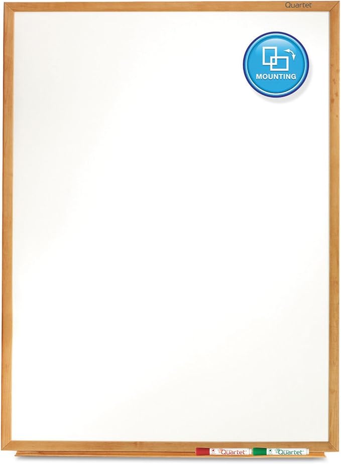 Quartet Whiteboard, Non-Magnetic Dry Erase White Board, 3' x 2', Total Erase, Oak Finish Frame (S573)