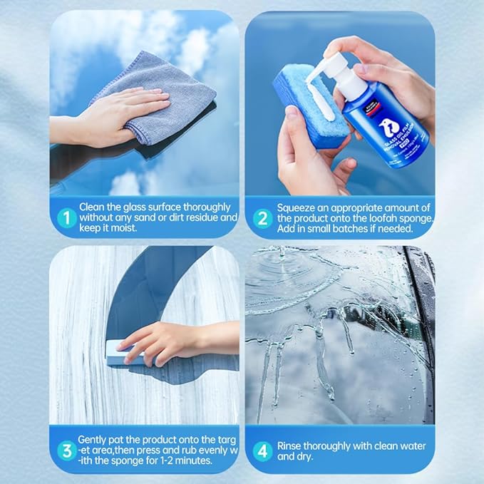 Glodway Car Glass Windshield Cleaner,Oil film Remover, Streak-Free Shine on Windows, Windshields, and Mirrors, Ammonia Free, for Auto and Home,4.58 OZ