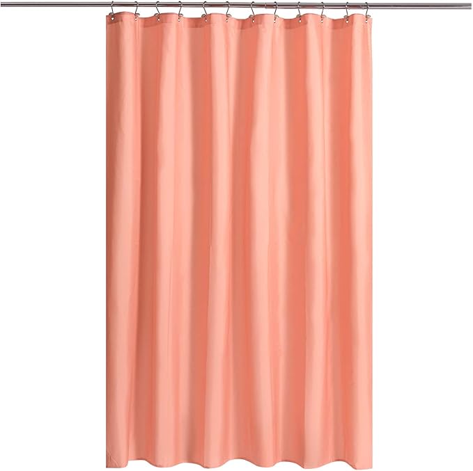 N&Y HOME Fabric Shower Curtain or Liner with Magnets - Hotel Quality, Machine Washable, Water Repellent - Coral, 72x72