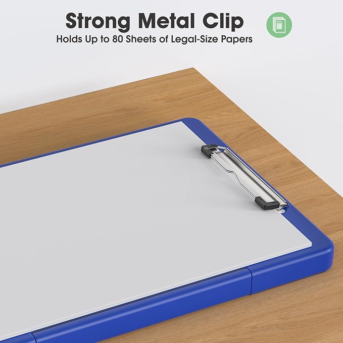 Legal Size Clipboard with Storage, High Capacity 8.5 x 14 Clip Board for Lawers, Folio & Side-Opening, Size 15 x 10 x 1.2 in, Blue
