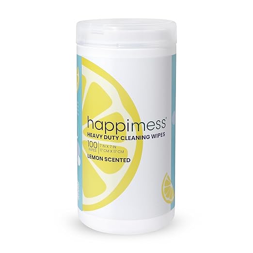 happimess WPE1002A All-Purpose Cleaning Wipes, Heavy Duty Multi-Surface Household Wipes for Kitchen and Bathroom, Fresh Lemon Scent, 100 Count