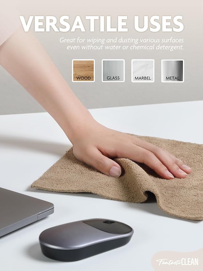 Fantasticlean Tear-Away Dish Cloth- 80 Sheets, 4 Rolls - 10'' by 10'', Reusable Washable Kitchen Towels, Super Absorbent Microfiber Cleaning Cloths (Pink,Blue,Tan,Moss Green)