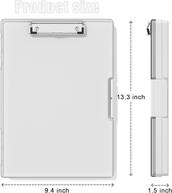 Hongri Clipboard with Storage, White 8.5 x 11 Folder Nursing Side Opening, Heavy Duty with Dual Compartment, Smooth Writing for Teachers, Classroom, Size 13.3 x 9.4 x 1.5 in, Office & School Supplies
