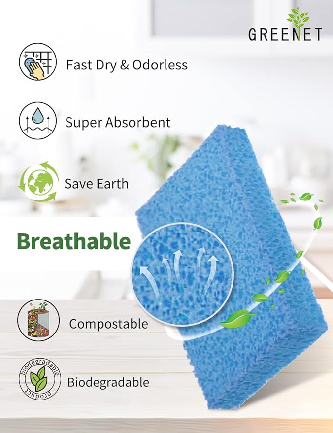 8-Pack Pop-Up Cellulose Sponges – Large, Compressed, Eco-Friendly & Plastic-Free for Kitchen, Bathroom & Home
