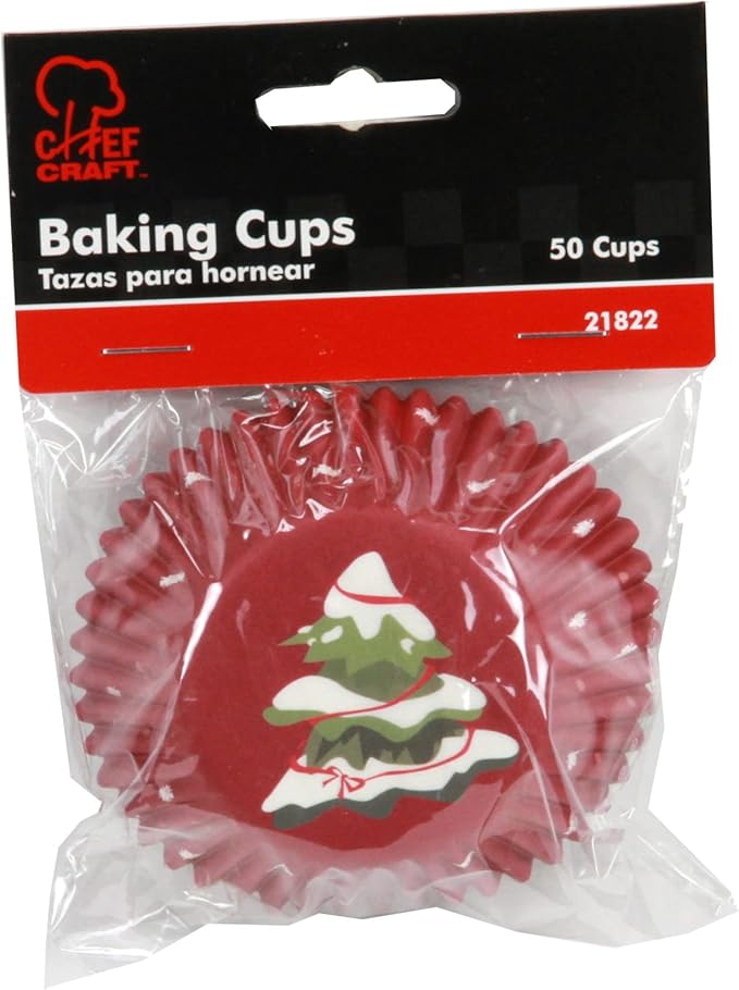 Chef Craft Paper Patterned Cupcake Liners, 50 Count, Red/Green/White