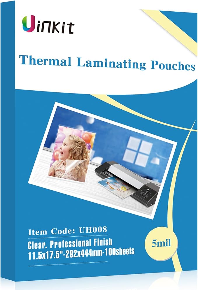 Uinkit 100Pack Thermal Laminating Sheets Hold 11x 17 Sheets 5mil Heavy Duty Laminating Pouches Menu Tabloid Size11.5X17.5 inches Lamination Sheets Paper for Laminator Clear Glossy Rounded Corner