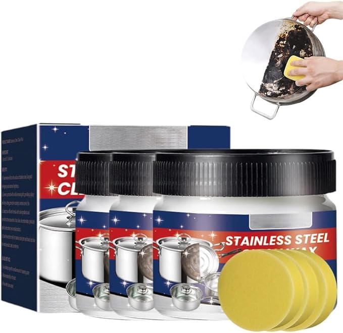 Stainless Steel Scratch Remover for Appliances, Multi-Purpose Stainless Steel Cleaner and Polishremover Kit for Cleans Grease, Scuffs & Restores Shine Oven, Sink, Fridge & Cookware (3)