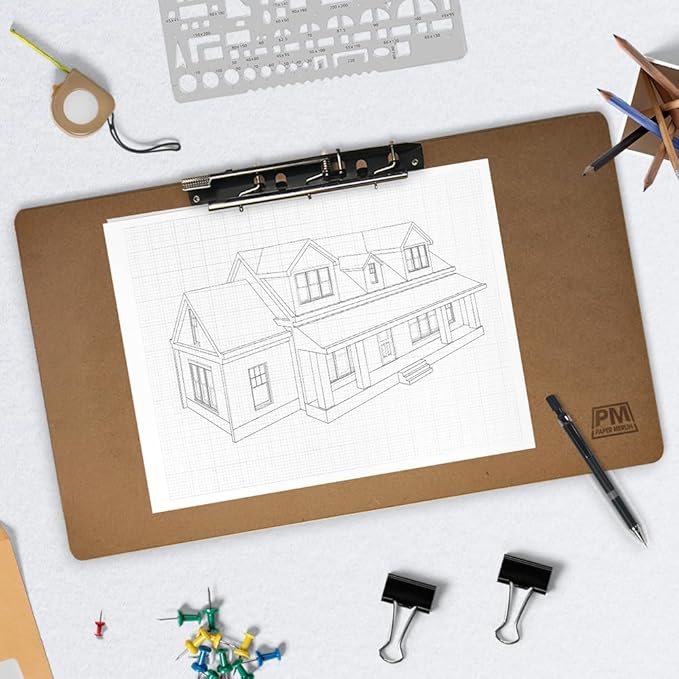 Paper Merlin Ledger Clipboards 19 x 11 Horizontal MDF 11x17 Clipboard Landscape Legal Size Paper with Large Clip 1 Pack