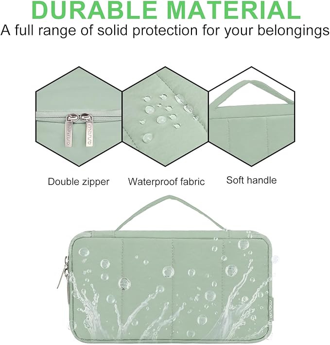 MOSISO Electronic Organizer Travel Case, Puffy Electronic Accessories Carry Case for Cable, Charger, Phone, Earphone, Mouse and Other Accessories, Portable Storage Bag with Handle, Antique Green