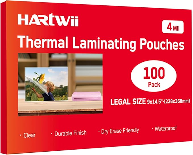 100Pack Legal Size Laminating Sheets 4Mil-8.5"x14" (9x14.5) Laminating Pouches No Bubble Thermal Laminating Sheets for Documents, Menus, Certificates & School/Office Use