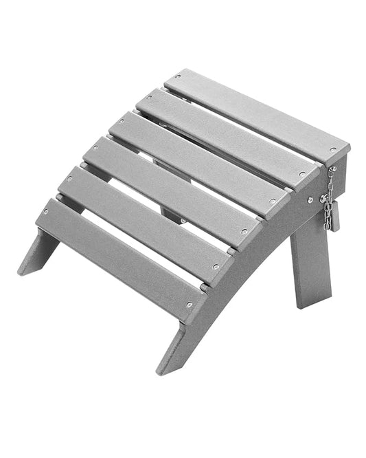 VEVOR Adirondack Ottoman, 16.9L x 18.9W x 13H Inch HDPE Plastic Folding Adirondack Ottoman, Weather-Resistant Foot Rest for Adirondack Chair, Widely Used for Outside Porch Pool Lawn Backyard, Gray