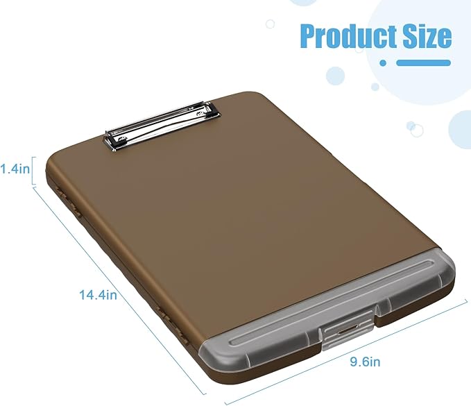 Hongri Clipboard with Storage with Pen Holder, Folder Nursing Clip Board 8.5 x 11 Foilo-Side Opening, High Capacity, Light Weight for Teachers, Classroom. Size 14 x 9.6 x 1.2 in(Brown)