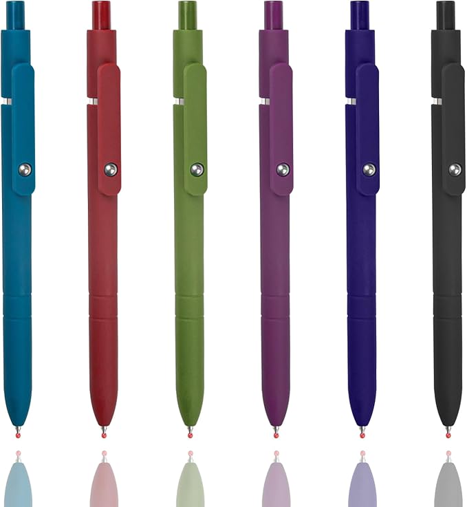 Gel Pens 6-Pack Quick-Dry Smudge-Resistant Ink, Writing Tools for School, Office, Creative Projects | Aesthetic Gift Set for Students/Teachers/Nurses/Professionals (Vintage-6PCS)