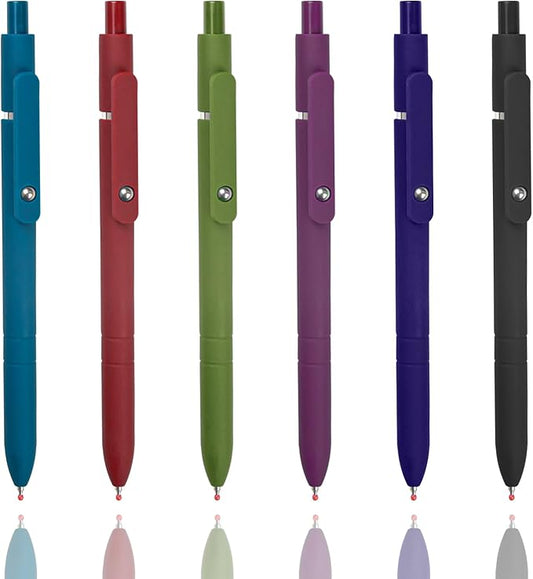 Gel Pens 6-Pack Quick-Dry Smudge-Resistant Ink, Writing Tools for School, Office, Creative Projects | Aesthetic Gift Set for Students/Teachers/Nurses/Professionals (Vintage-6PCS)