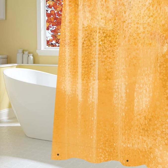 Ga-Geetopia Fall EVA Orange Thin Shower Curtain Liner, Pebble Pattern 72x72 Inch Lightweight Plastic Bathroom Shower Showroom Inner Curtain with Rustproof Metal Grommets and Weighted Magnets