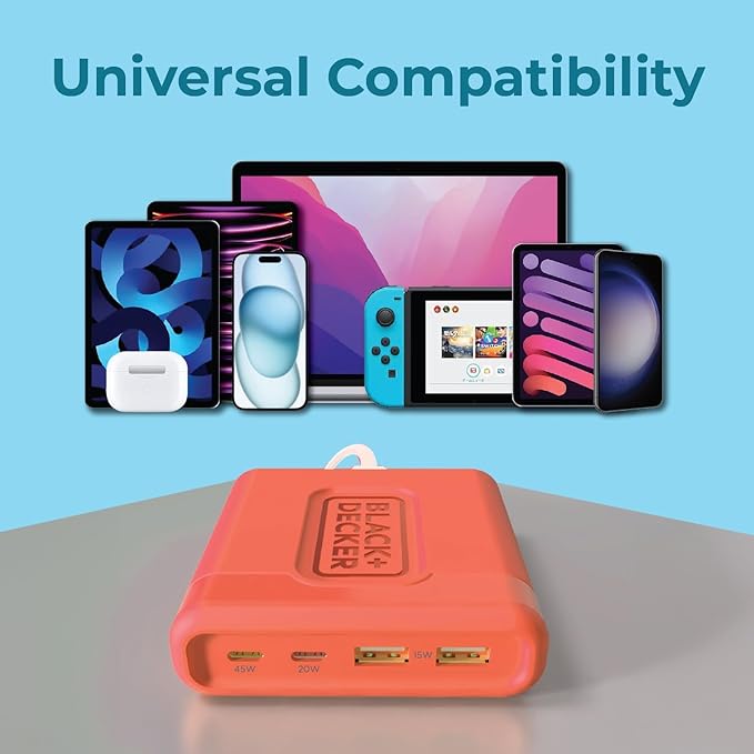 BLACK+DECKER USB C Fast Charger 65W 4 Port Type USB C Charging Station Hub Block TypeC Wall Charger Power Strip Adapter Plug 2 USBC 2 USBA for iPad iPhone 17 16 15 14 Pro Max Pixel Note Galaxy, Coral