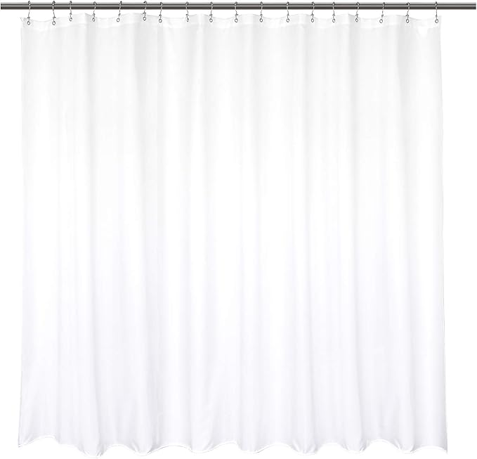 Barossa Design Waterproof Extra Wide Fabric Shower Curtain Liner Microfiber 108" W x 72" H - Hotel Quality, Machine Washable, White Shower Liner for Bath Tub, 108x72