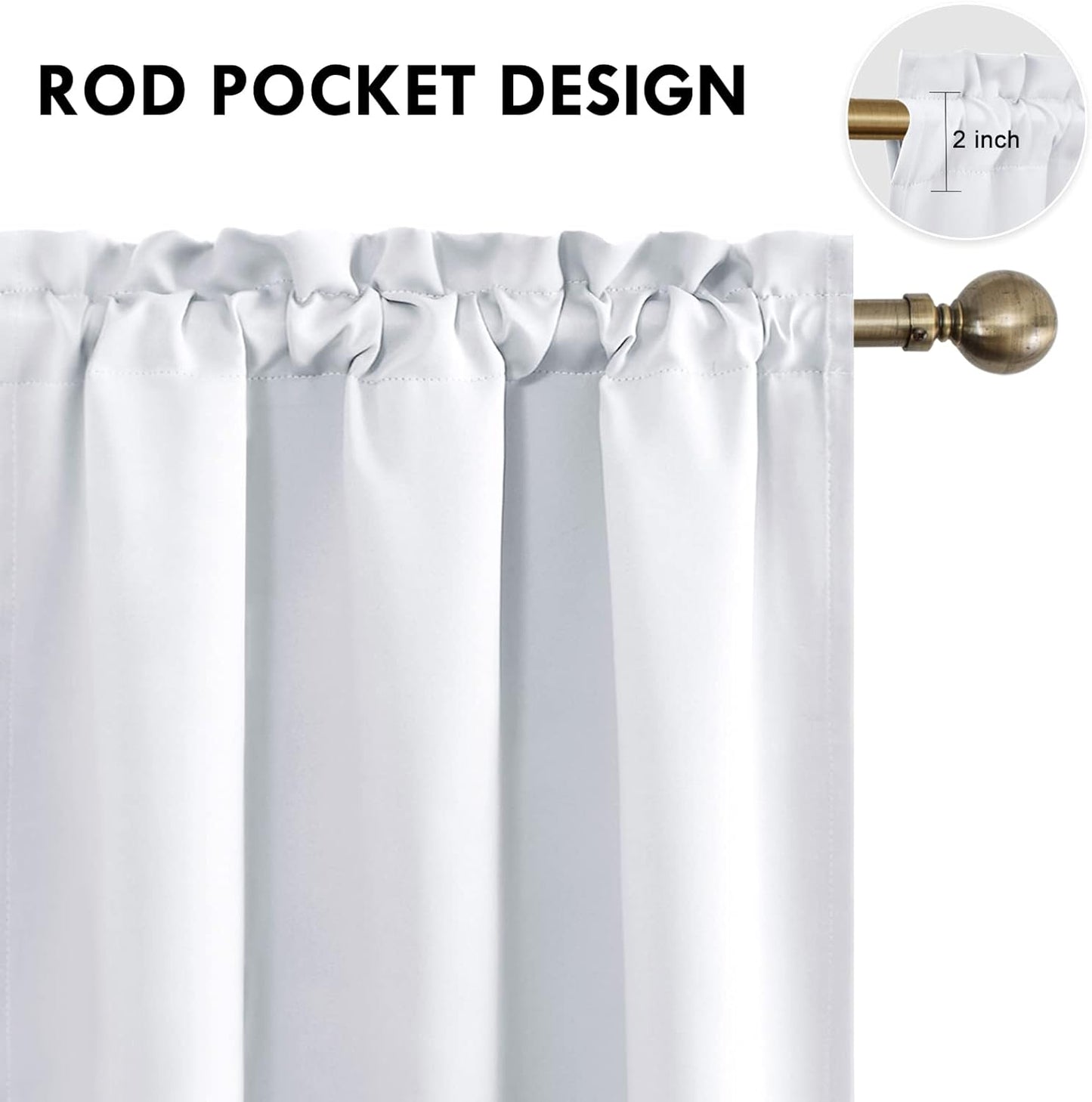 DWCN Blackout Curtains for Bedroom – Thermal Insulated Room Darkening Drapes for Living Room, Greyish White, W 42 x L 84 Inch, Set of 2 Rod Pocket Curtain Panels
