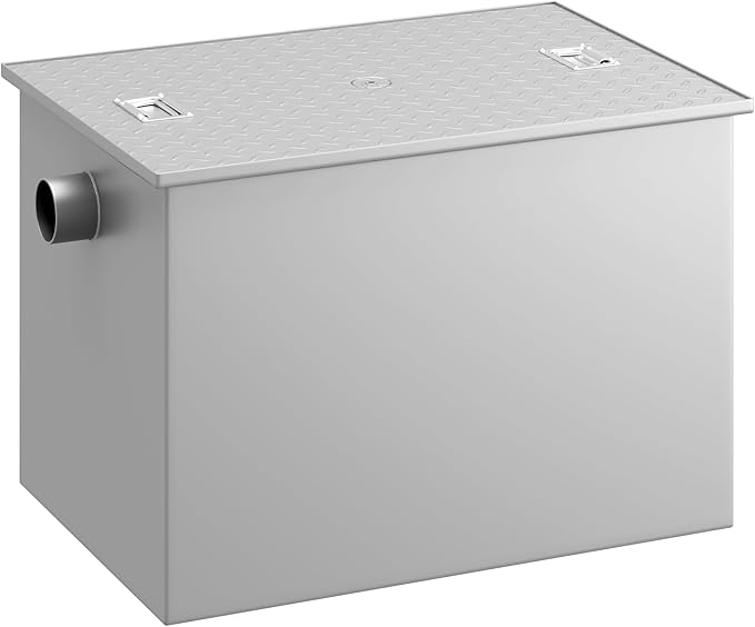 100 LB Commercial Grease Interceptor 50 GPM, Grease Trap with 4" Non-Threaded Connections, perfect ofr Kitchen, Restaurant, Hotel, Bar, Cafe, School