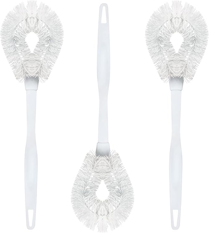 LOLA Toilet Bowl Brush w/Curved Head, 3 Pack, Coated Wire, Durable Poly Bristles, Reaches Under Toilet Bowl Rim