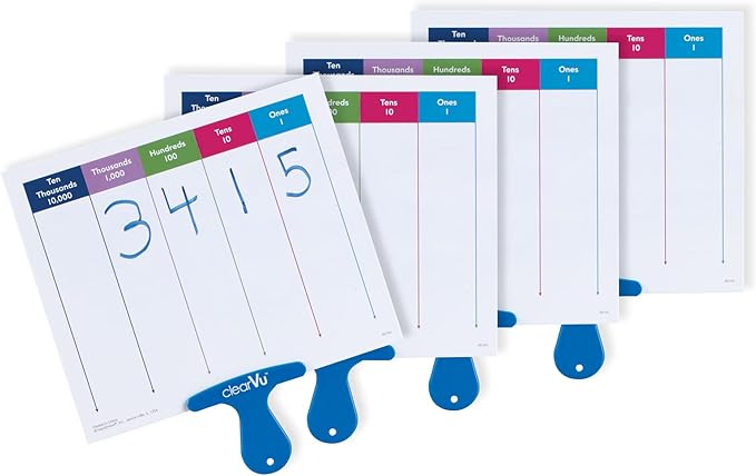 hand2mind Place Value Answer Board, Dry Erase Board Sets, Dry Erase Paddles, Math Classroom Supplies, Base 10 Math Manipulatives for Elementary School, 1st Grade Math Materials (Pack of 4)