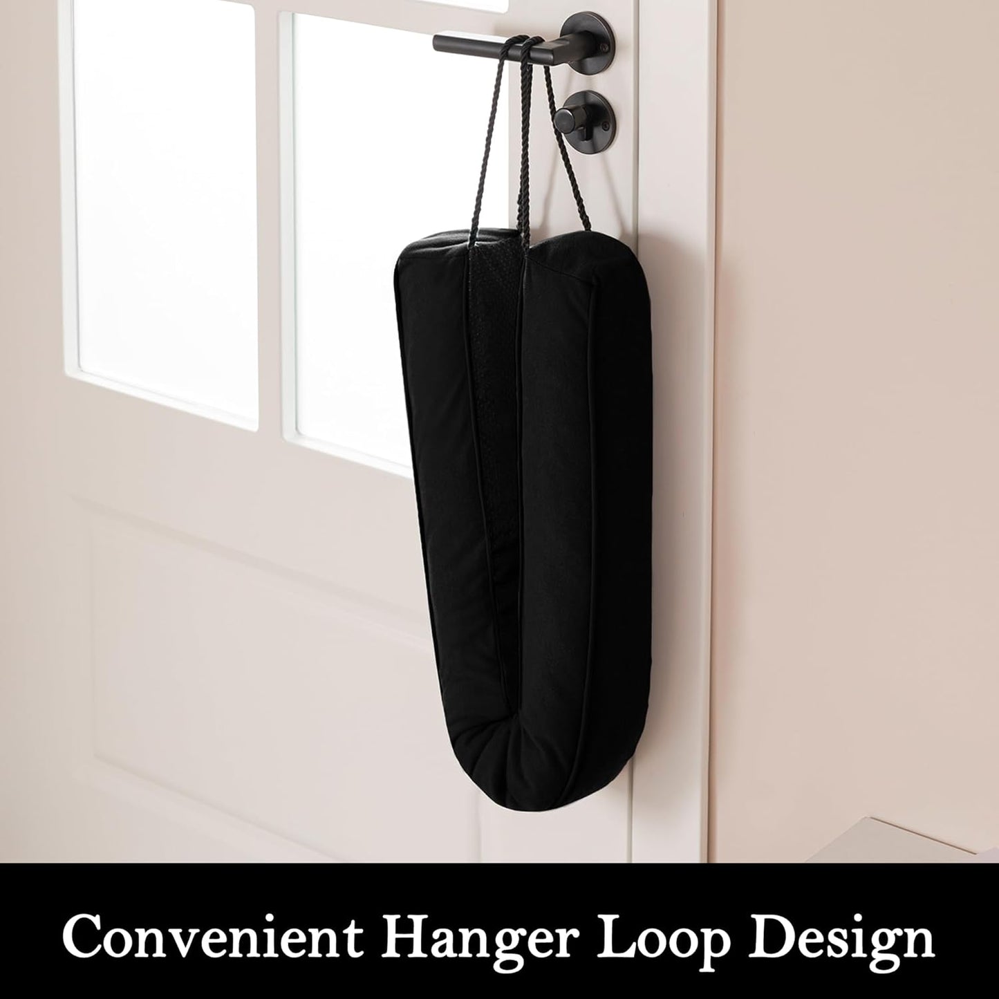 Sunolga 84" Door Draft Stopper Blocks Hot and Cold Air with Removable Washable Cover for Gaps Up to 3", All-Season Seal for Noise, Wind, Under Door Sweep for Bottom of Door, Home Essentials, Black