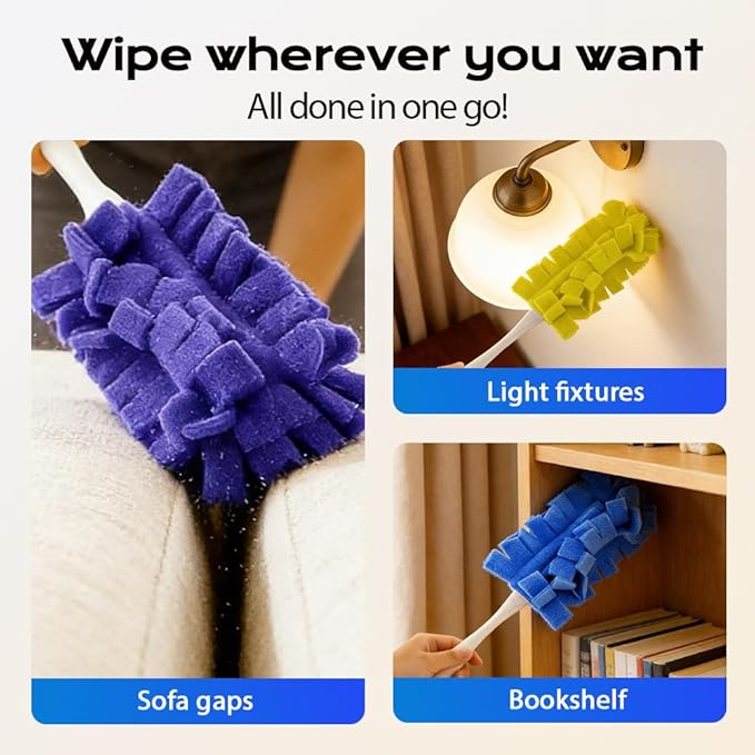 360° Electrostatic Duster Refills, 2026 New Washable & Reusable Microfiber Pads Fleece Duster Refill Compatible Tools for Cleaning Home, Blinds, Car, Pet, Furniture, Fans (Green)