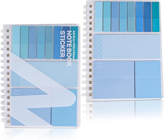 2 Pack Multi-Functional Sticky Note Set with Bible Tabs 440 Transparent Post it Notes 120 Page Notebook for Bible Study Office Supplies (Blue)