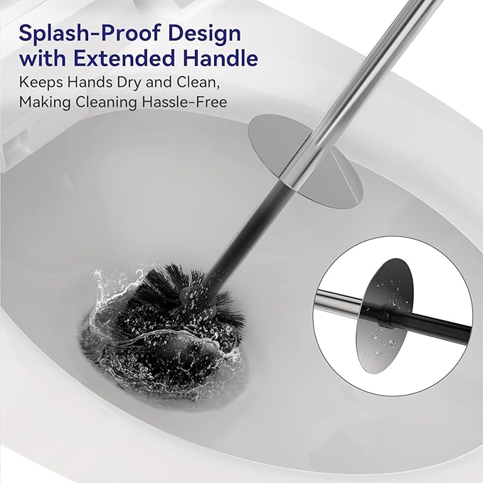 DOWRY Stainless Steel Toilet Bowl Brush and Holder for Bathroom Storage Organization Deep Cleaning Covered Brush Cleaner,Nickel Square 2PCS