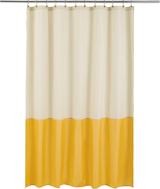 ALYVIA SPRING Waterproof Fabric Shower Curtain Liner - Soft & Light-Weight Cloth Shower Liner, 3 Bottom Magnets, Hotel Quality & Machine Washable - Standard Size 72x72, Cream and Yellow