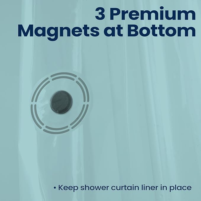 downluxe Blue Shower Curtain Liner, PEVA Lightweight Plastic Shower Liner with 3 Magnets, 72" x 72" Waterproof Bathroom Curtain