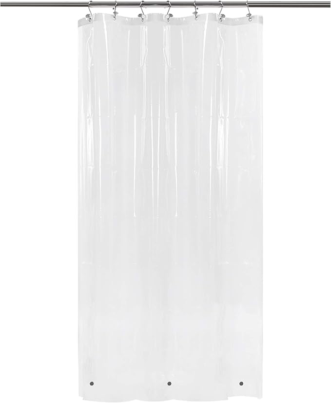 Barossa Design Shower Curtain or Liner with 3 Magnets for Shower Stall Size 42 inch Wide, PEVA, Waterproof, PVC Free, Metal Grommets, Clear, 42x72