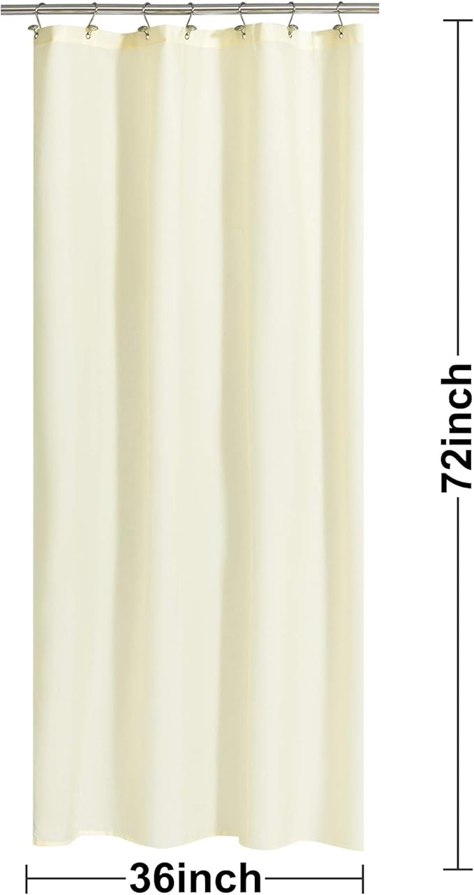 N&Y HOME Fabric Shower Curtain or Liner 36 x 72 Inches Bath Stall Size with 2 Bottom Magnets, Hotel Quality, Washable, Water Repellent, Sand