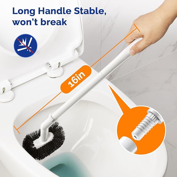 HAMITOR Toilet Plunger and Brush Set for Bathroom Cleaning with Extented Handle - Heavy Duty Toilet Plunger Combo Accessories with Caddy Stand Holder for Small Space - White,2 Sets