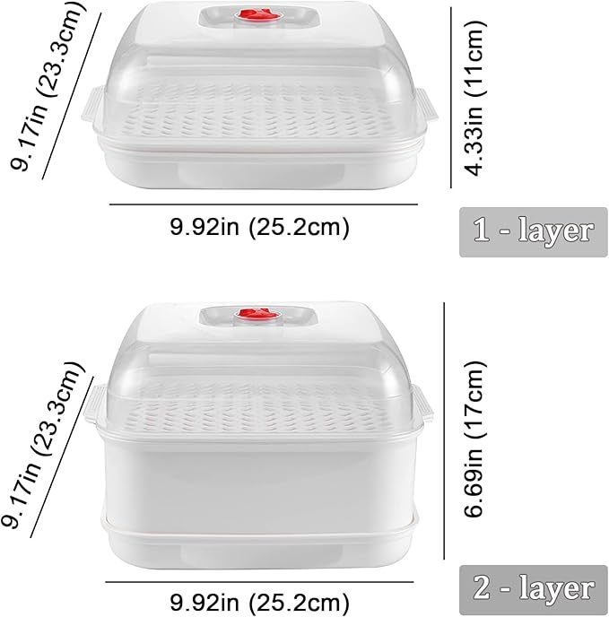 Microwave Steamer with Lid and Tray, Vegetables Steamer for Microwave Bowl, Microwavable Cookware Supplies (2 - Layer)