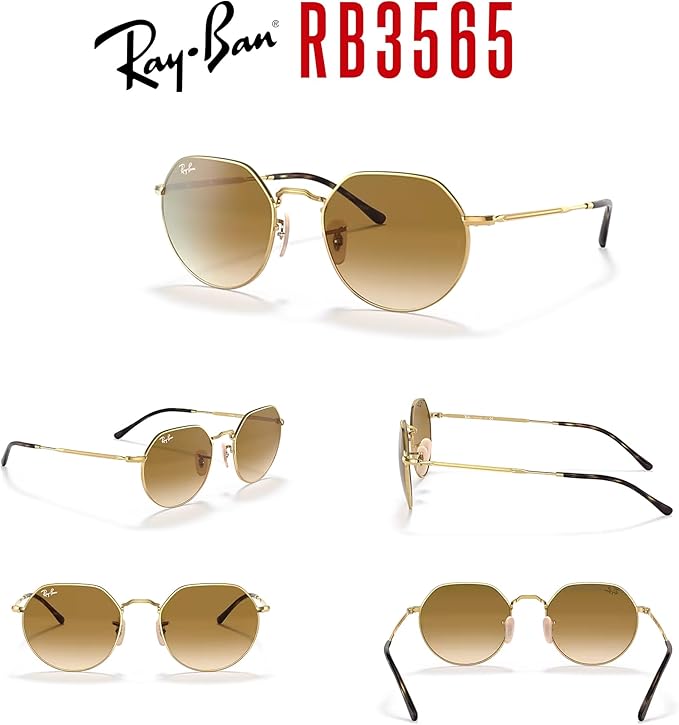 Ray-Ban Jack RB3565 Rounded Hexagonal Sunglasses for Men for Women +BUNDLE with ACCESSORY EYEWEAR KIT