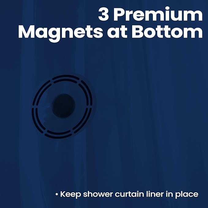 downluxe Navy Shower Curtain Liner, PEVA Lightweight Plastic Shower Liner with 3 Magnets, 72" x 72" Waterproof Bathroom Curtain