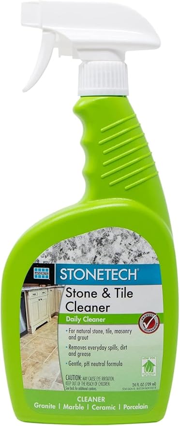 Neutral Formula for Stonetech Stone & Tile Cleaner Spray, Ready-to-Use Daily Surface Grout Cleaner, Use on Natural Stone and Porcelain, Safe and Non-Abrasive Formula for Kitchen & Bathroom, 24 oz