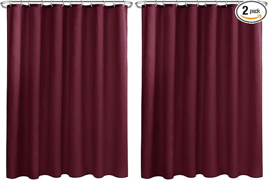 Nasitos Fabric Shower Curtain Liners 2 Pack - W72 x H72 - Washable & Water Resistant Lightweight Cloth Shower Liner for Bathroom, Soft Hotel Quality, Standard Size (Burgundy, 4 Magnets Included)
