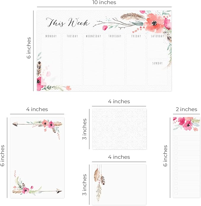 Boho Spirit Adhesive Sticky Note Pack - 5 Pads - 50 Sheets/pad