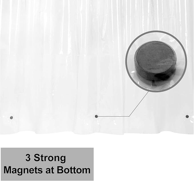 Barossa Design Narrow Shower Curtain Liner with 3 Magnets - Waterproof PEVA Shower Liner for Small Bathroom Stall, PVC Free, Metal Grommets - Clear, 32X72