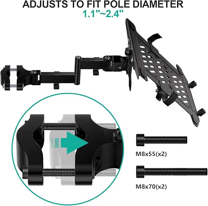WALI Laptop Pole Mount, Adjustable Laptop Arm Holder Fits 10"-15.6" Laptops, 2-in-1 Full Motion Monitor Mount with Removable Tray, VESA 75x75 or 100x100 mm, Holds up to 15.4lbs(011ARMLPN), Black