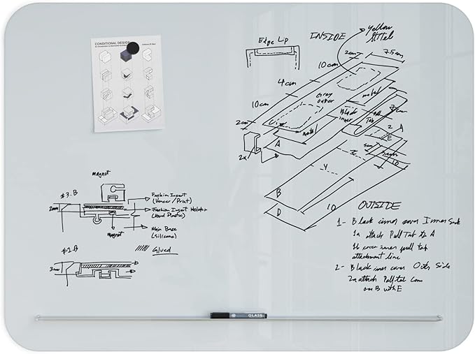 U Brands Magnetic Glass Dry-Erase Board with Floating Tray (48" W x 36" H)